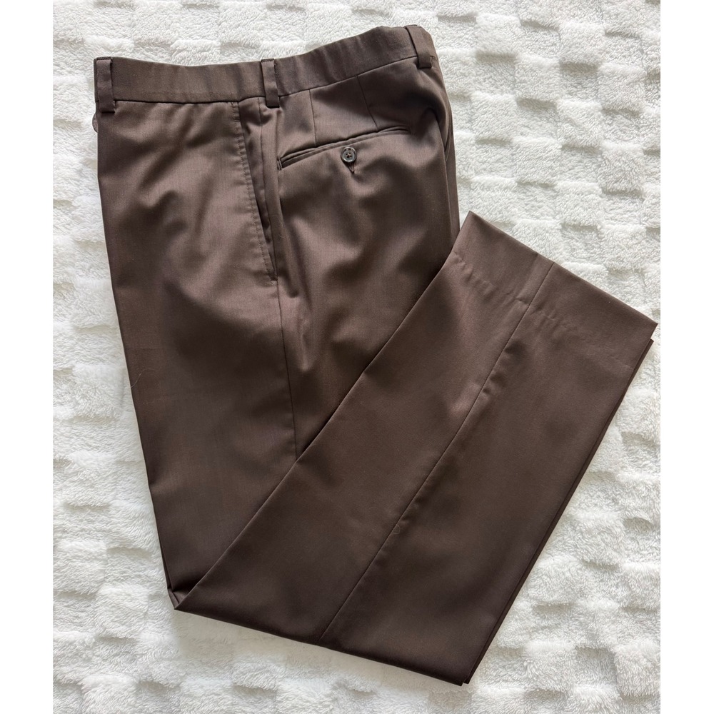 Jack Victor Haze Pants Mens 36x29.5 Brown Super 110s Wool Dress Trousers EUC